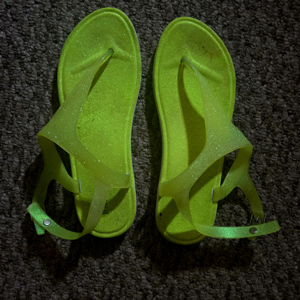Neon Green Glitter Sandals
